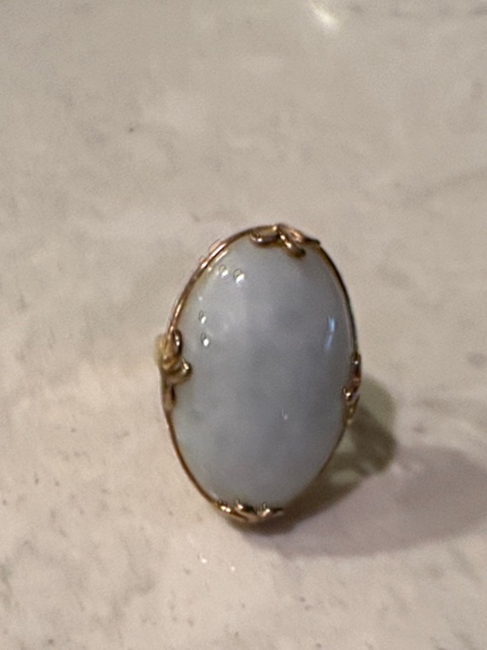 Gold Ring with Large White Oval Stone - Picture 6 of 6